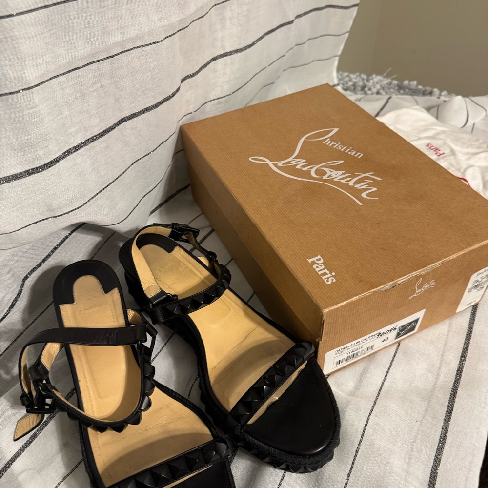 Christian Louboutin Black Studded Sandals